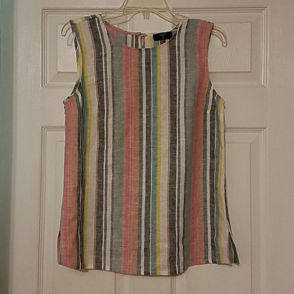 Tahari multi color stripes sleeveless top Small - Picture 3 of 5